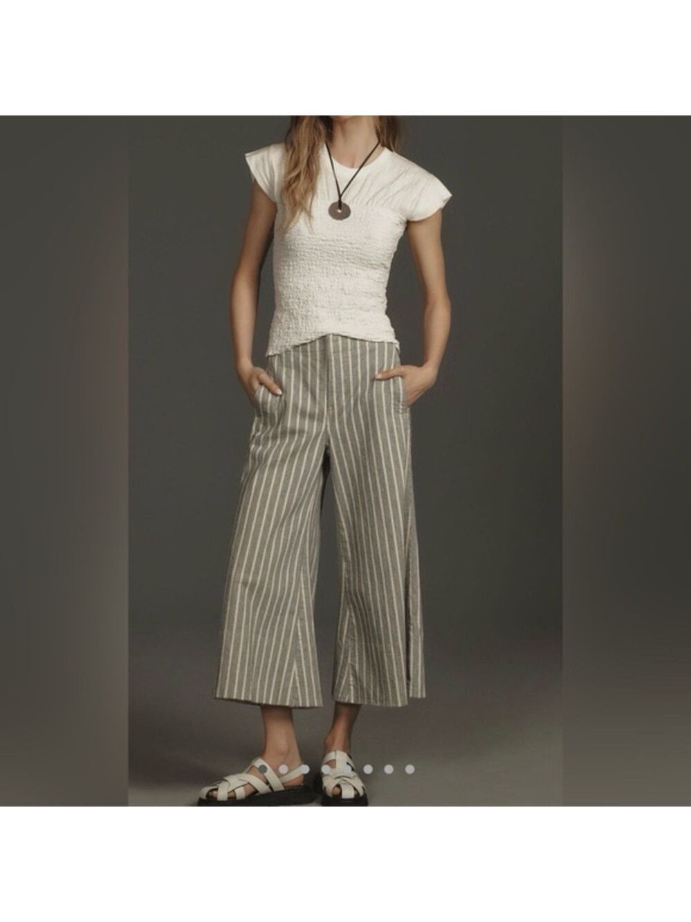 Anthropologie Pilcro Foxglove Mid-Rise Flare Pants Striped Size 26